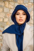Lacivert Aksesuarlı Vintage Şapka - 3