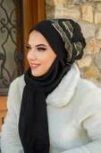 Siyah Zigzag Garnili Tesettür Bere thumbnail 3