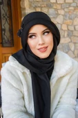 Siyah Taşlı Aksesuarlı Vintage Şapka - 2