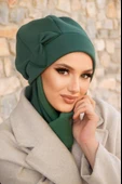 Zümrüt Yeşili Fiyonklu Tesettür Bere thumbnail 1