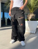 Premium Distressed Wash Baggy Kot Pantolon thumbnail 1