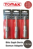 Tomax 3'lü Bits Saplı Derin Lokma Adaptör Seti (8 mm – 10 mm – 13 mm) - 1