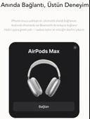 Airpods Max Fileli Kulak Üstü Bluetooth Kulaklık Ve Kılıf Pop-Up Aktif Gürültü Engelleme-Şeffaf Modu iPhone Uyumlu (Yıldız Işığı) - 4