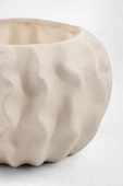 Tactus Oval Dalgalı Bej Seramik Dekoratif Vazo (21x14 cm) thumbnail 4