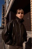 Suni Deri Bomber Ceket - 3