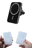 araç uyumlu Kablosuz 15W Taşınabilir Şarj Aleti Çift Kablo thumbnail 4