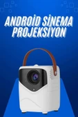 HD Ayaklı Portatif Projeksiyon Cihazı Android İşlemcili Sinema Projektörü thumbnail 2