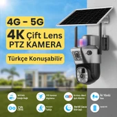 SIM735 Solar Güvenlik Kamerası Türkçe 4G Sim Kartlı PTZ Hareketli Gece Görüşlü Güneş Panelli Kamera - 2
