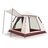 6 Kişilik Tam Otomatik Tenteli Çift Kapılı Kare Kamp Çadırı 240*240*160 - 1
