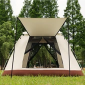 6 Kişilik Tam Otomatik Tenteli Çift Kapılı Kare Kamp Çadırı 240*240*160 - 5