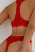 Kadın Kırmızı Desteksiz Seamless Tangalı İç Çamaşır Takımı thumbnail 2