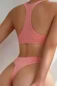 Kadın Somon Desteksiz Seamless Tangalı İç Çamaşır Takımı thumbnail 2
