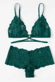 Kadın Yeşil Özel Şık Sütyen Külot Takımı thumbnail 2