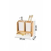 Piev Standlı Çekmeceli Bambu Sabunluk Diş Fırçalık thumbnail 4