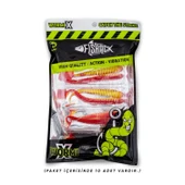 Silikon Kurt Yem - 4,2g 105mm - Turna/Levrek Silikonu - 1 Adet - Kırmızı/Sarı - Karides Kokulu - 5