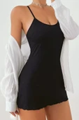 Kadın Siyah Kaşkorse Ince Askılı Şık Gecelik thumbnail 3