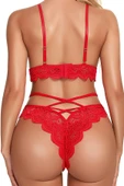 Kırmızı Çapraz Ip Detaylı Şık Sütyen Külot Takım thumbnail 5