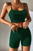Kadın Yeşil Şortlu Kaşkorse Gecelik Takım thumbnail 6