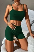 Kadın Yeşil Şortlu Kaşkorse Gecelik Takım thumbnail 1