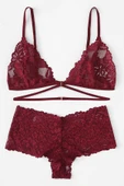 Kadın Bordo Özel Şık Sütyen Külot Takımı thumbnail 1