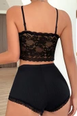 Kadın Kaşkorse Şortlu Dantelli Gecelik Takımı thumbnail 2