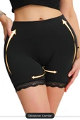 Kadın Siyah Pop Up Kalça Kaldırıcı ve Sekillendirici Dantel Paçalı Şort Külot thumbnail 3