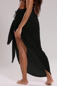 Kadın Siyah Bodrum Stili Bağlama Detaylı 150x75 Pareo thumbnail 5