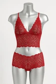 Kadın Kırmızı Dantel Bralet Şort Takımı – Tutkulu ve Çekici İç Giyim thumbnail 3
