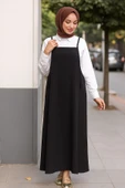 Kadın Siyah Basic Ayarlanabilir Askılı Jile Elbise thumbnail 1