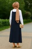 Kadın Lacivert Basic Ayarlanabilir Askılı Jile Elbise thumbnail 2