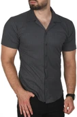DeepSEA Slim Fit Pamuklu Apaş Yaka Kısa Kol Penye  Gömlek Dokulu Jakar Kumaş Dar Kesim Spor Gömlek 2501216 thumbnail 7