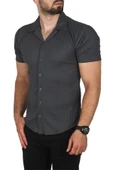 DeepSEA Slim Fit Pamuklu Apaş Yaka Kısa Kol Penye  Gömlek Dokulu Jakar Kumaş Dar Kesim Spor Gömlek 2501216 thumbnail 8