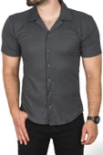 DeepSEA Slim Fit Pamuklu Apaş Yaka Kısa Kol Penye  Gömlek Dokulu Jakar Kumaş Dar Kesim Spor Gömlek 2501216 thumbnail 9