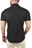 DeepSEA Slim Fit Pamuklu Apaş Yaka Kısa Kol Penye  Gömlek Dokulu Jakar Kumaş Dar Kesim Spor Gömlek 2501216 thumbnail 6