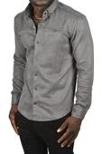DeepSEA Likralı Çıtçıtlı Kırışmayan Süet Kumaş Slim Fit Cepsiz Mevsimlik Gömlek 2500556 - 8