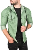DeepSEA Kapüşonlu Slim Fit Dar Kesim Gömlek Likralı Pamuklu Likralı Kot Gömlek 2300396 - 11