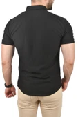 DeepSEA Slim Fit Pamuklu Spor Gömlek Likralı Dar Kesim Jakar Kumaş Kısa Kol Gömlek 2501210 thumbnail 5
