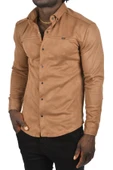 DeepSEA Likralı Çıtçıtlı Kırışmayan Süet Kumaş Slim Fit Cepsiz Mevsimlik Gömlek 2500556 - 6