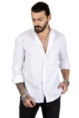 DeepSEA Slim Fit Dar Kesim Keten Gömlek Hakim Yaka Pamuklu Keten Spor Gömlek 2201895 thumbnail 1