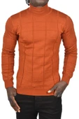 DeepSEA Kare Desenli Balıkçı Yaka Slim Fit Boğazlı Triko Kazak 2505493 - 8