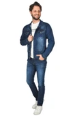 DeepSEA Regular Fit Taşlanmış Kot Pantolon Rahat Kesim Likralı Jeans Pantolon 2407080 thumbnail 6