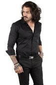 DeepSEA Dik Yaka Slim Fit Kesim Pamuk Saten Erkek Gömlek 2209615 - 2