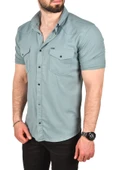 DeepSEA Slim Fit Pamuklu Likralı Kısa Kol Gömlek Kolay Ütülenebilir Çıt Çıtlı Cepli Spor Gömlek 2400253 - 9