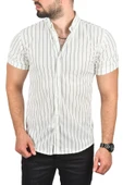 DeepSEA Slim Fit Likralı Spor Gömlek Dar Kesim Çizgili Kısa Kol Gömlek 2501218 - 8
