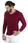 DeepSEA Kare Desenli Dar Kesim V Yaka Triko Kazak 2300341 - 6