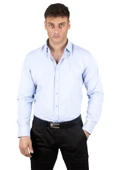 DeepSEA Dik Yaka Slim Fit Kesim Pamuk Saten Erkek Gömlek 2209615 - 11