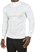 DeepSEA Kare Desenli Balıkçı Yaka Slim Fit Boğazlı Triko Kazak 2505493 - 1