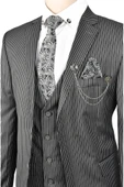 DeepSEA Çift Düğme Çift Yırtmaç Çizgili Slim Fit 3 Lü Takım Elbise 2300162 - 4