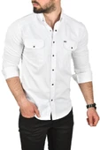 DeepSEA Slim Fit Kolay Ütülenebilir Pamuklu Spor Gömlek Likralı Kot Gömlek 2502505 thumbnail 2