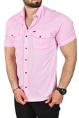 DeepSEA Slim Fit Pamuklu Likralı Kısa Kol Gömlek Kolay Ütülenebilir Çıt Çıtlı Cepli Spor Gömlek 2400253 - 7
